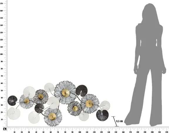 Pannello Decorativo Astratto Troby 143x8,5x64 Cm In Ferro Multicolore