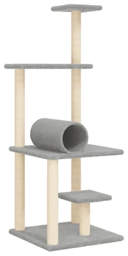 Albero per gatti con tiragraffi in sisal grigio chiaro 136 cm