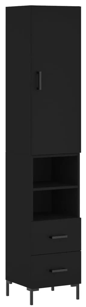 Credenza nera 34,5x34x180 cm in legno multistrato