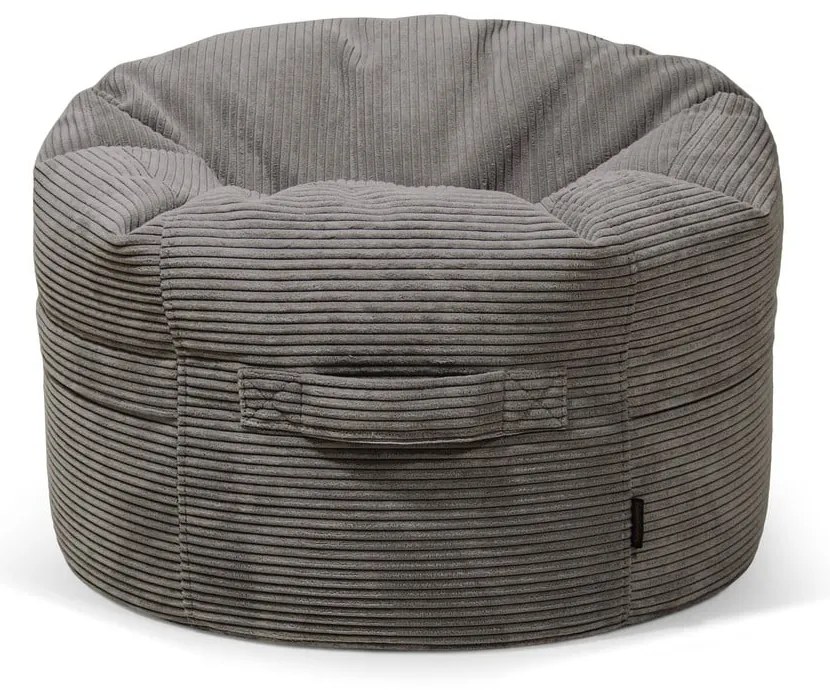 Pouf a sacco per bambini color crema con rivestimento in velluto a coste Roll 80 – SLOWDOWN