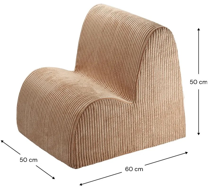 Poltrona per bambini marrone con rivestimento in velluto a coste Cloud – Wigiwama