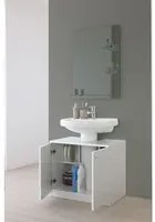 Mobile Sotto Lavabo Copricolonna da Bagno Bianco Lucido Feridras