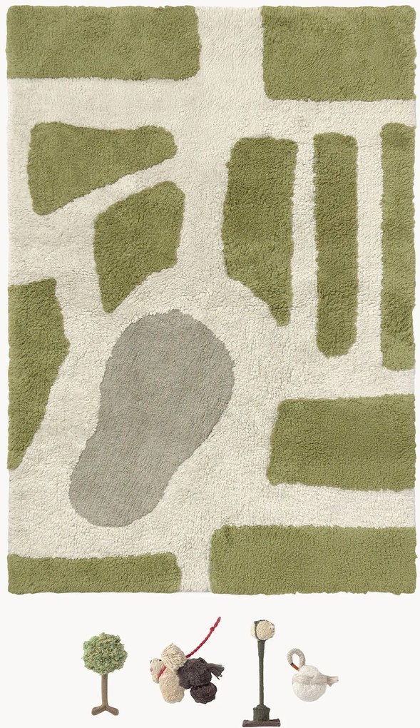 Tappeto per bambini fatto a mano Wouf Wouf! con accessori