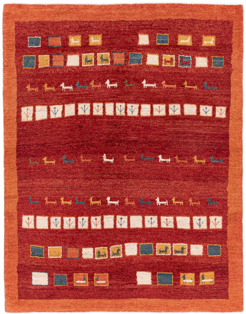 Gabbeh Tappeto persiano 150x190 Rosso (Iran) Annodato A Mano