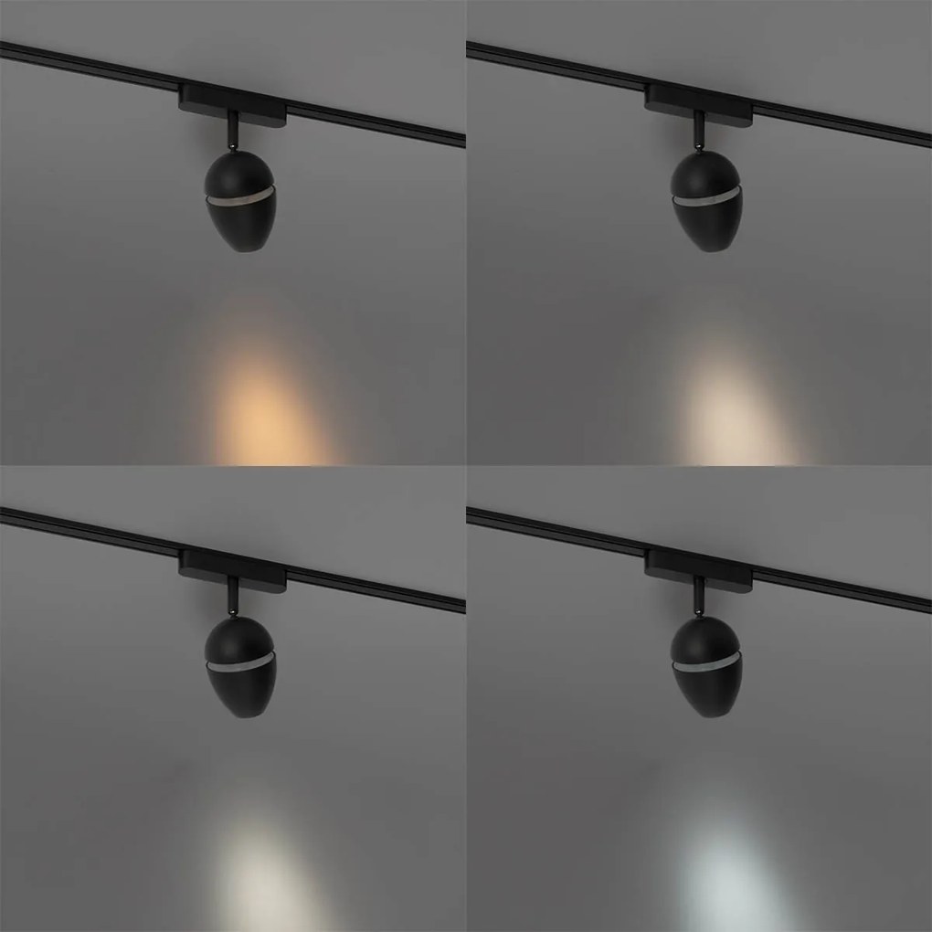 Faretto moderno nero per sistema binario monofase con LED incluso - Magnetic Eggy