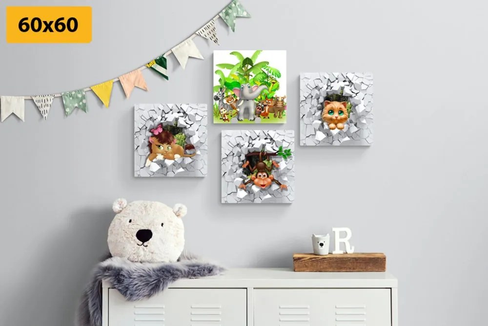 Set di quadri – Giungla piena di animali