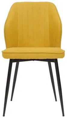 Sedie design in tessuto effetto velluto giallo senape e base metallo nero (set di 2) FANETTE