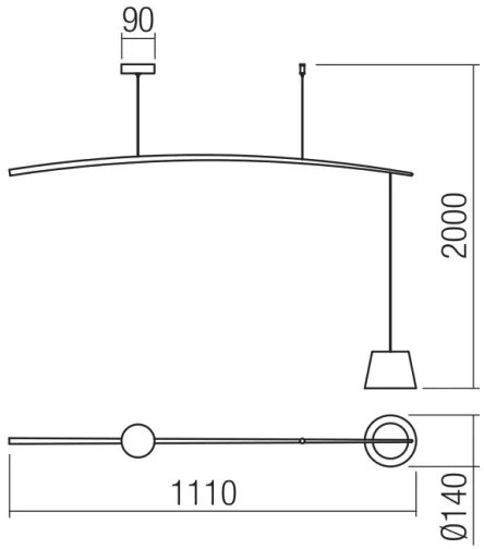 Redo 01-1498 - Lampadario LED a sospensione con filo LOLLI LED/6W/230V nero