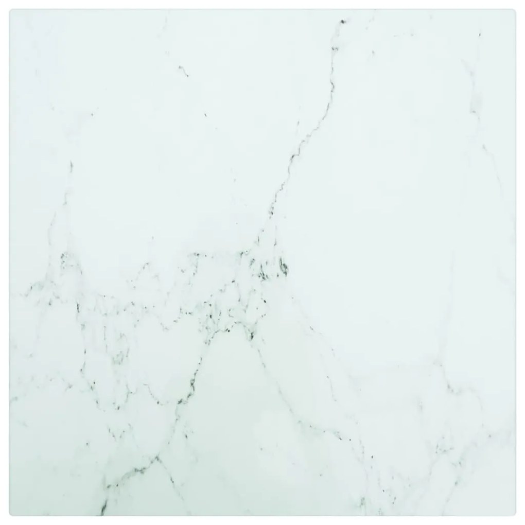 Piano Tavolo Bianco 30x30 Cm 6 Mm Vetro Temperato Design Marmo /