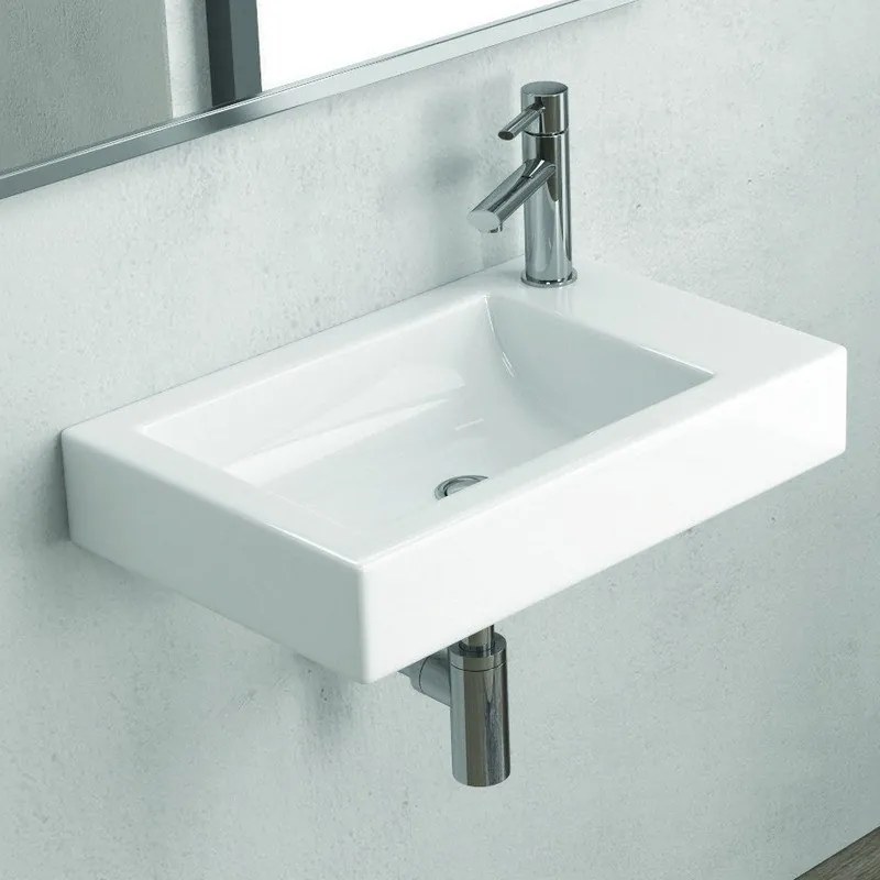 Lavabo sospeso 55 cm rubinetto destra Litos-MN55 - KAMALU