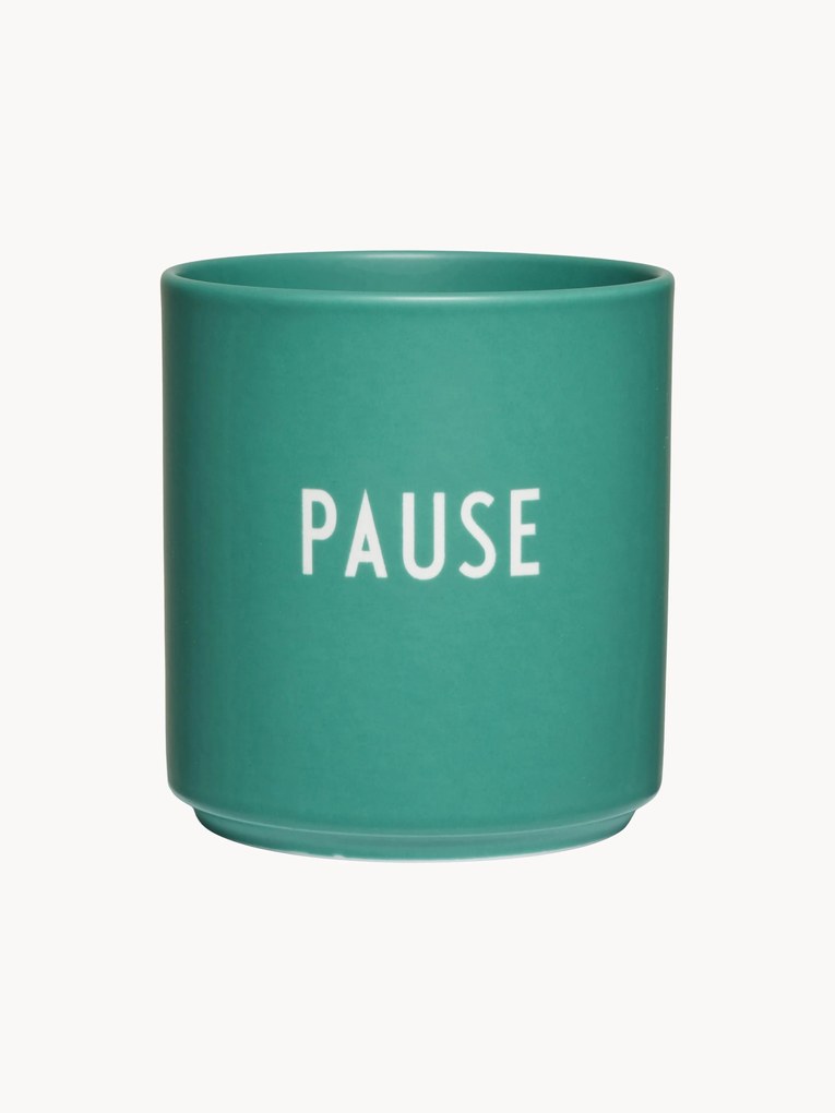 Tazza senza manico di design con scritta Favourite PAUSE