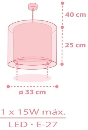 Dalber 41572S - Lampadario per cameretta BABY TEDDY 1xE27/15W/230V rosa