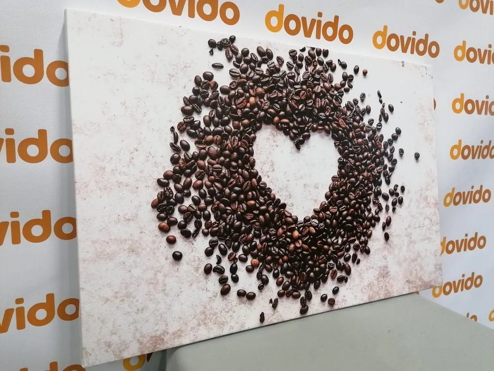 Quadro su tela – Cuore di chicchi di caffè