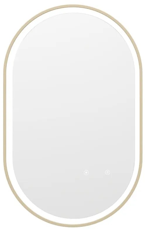 Specchio per bagno luminoso ovale antiappannamento con contorno Dorato 50 x 80 cm - ALARICO