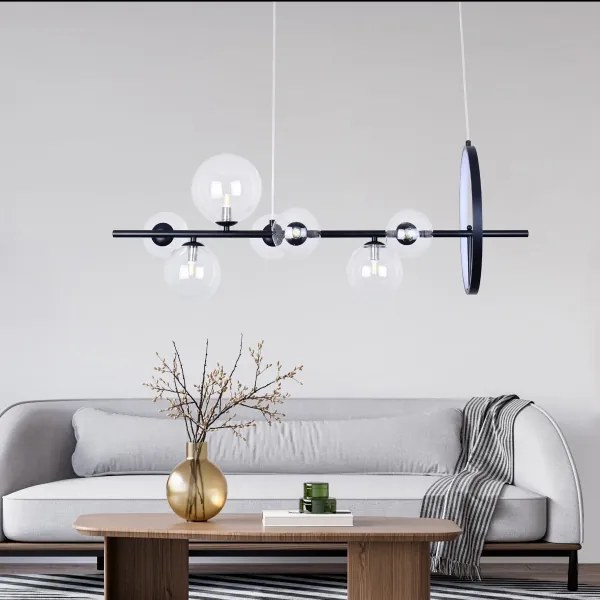 Lampadario LED a sospensione con filo HYBRID LED/15W/230V + 7xG9/6W 4000K nero