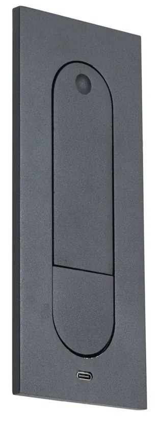 Lampada da parete moderna nera con LED e porta USB-C - Hilton