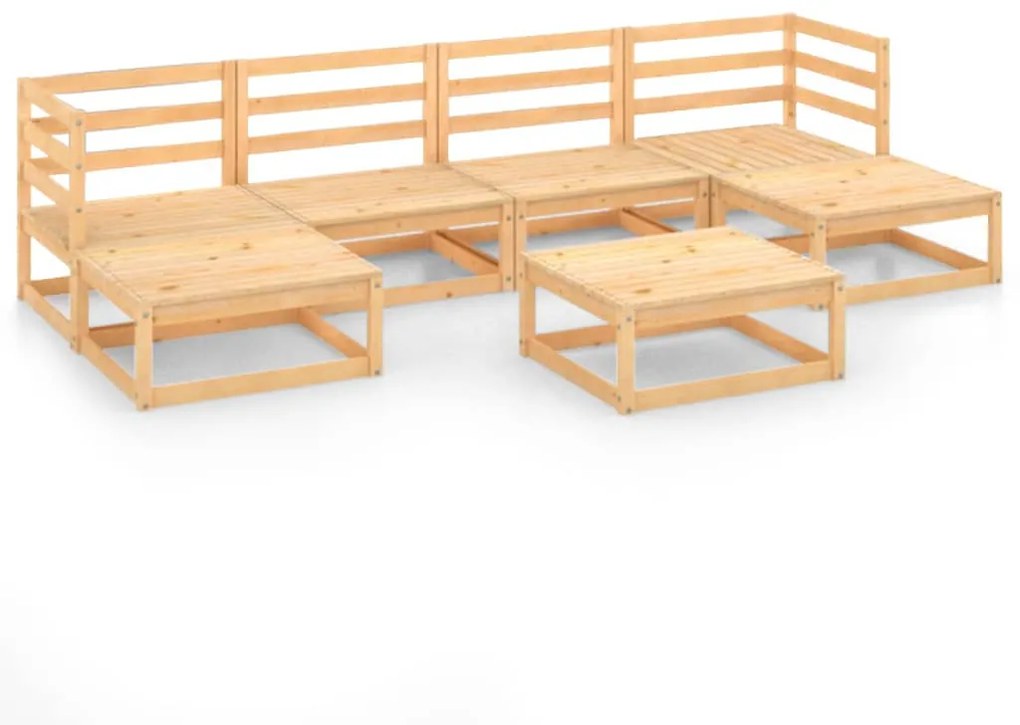 Set divani da giardino 7 pz in legno massello di pino