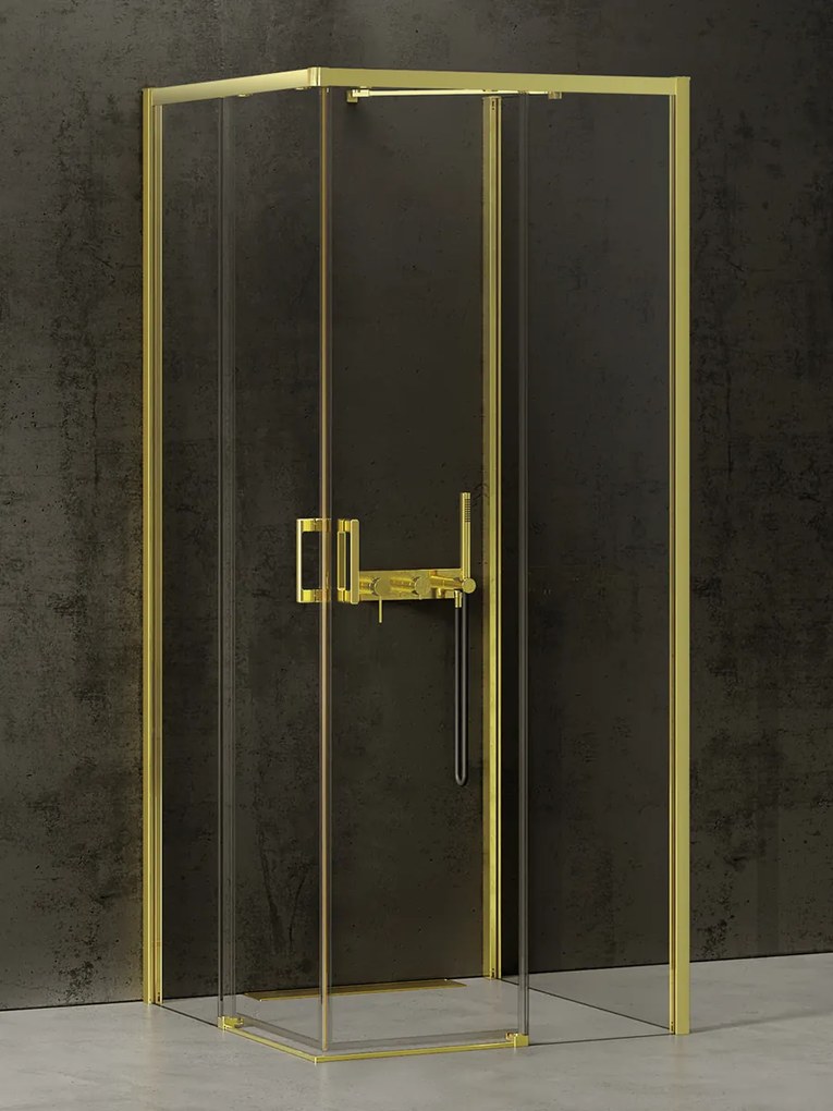 New Trendy Prime Light Gold box doccia 90x90 cm quadrato oro lucida/vetro trasparente K-1190