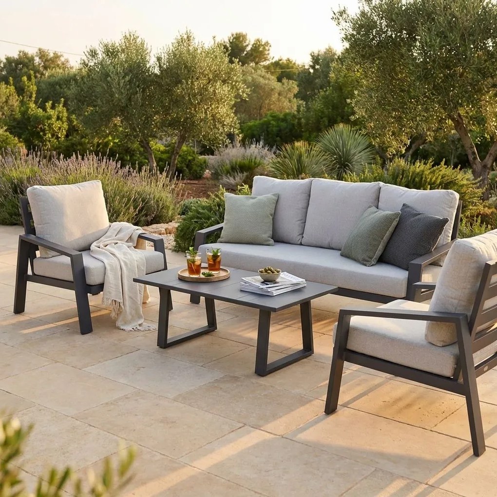 PERCY - salotto da giardino in alluminio 5 posti