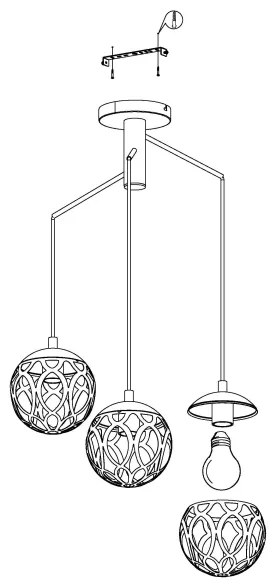 Eglo 99073 - Lampadario a sospensione con filo MIRTAZZA 3xE27/60W/230V