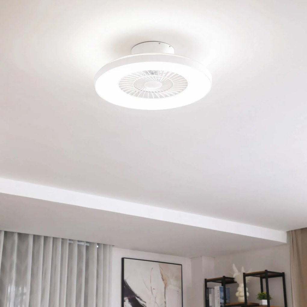 Lindby Smart LED ventilatore da soffitto Paavo, bianco, silenzioso, Tuya Paavo Lindby, dimmerabile, Bianco / Opale, Soggiorno / Sala da pranzo, Plastica, Moderno