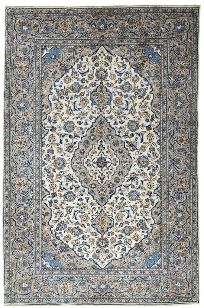 Kashan Tappeto 200x300 Beige (Iran) Annodato A Mano