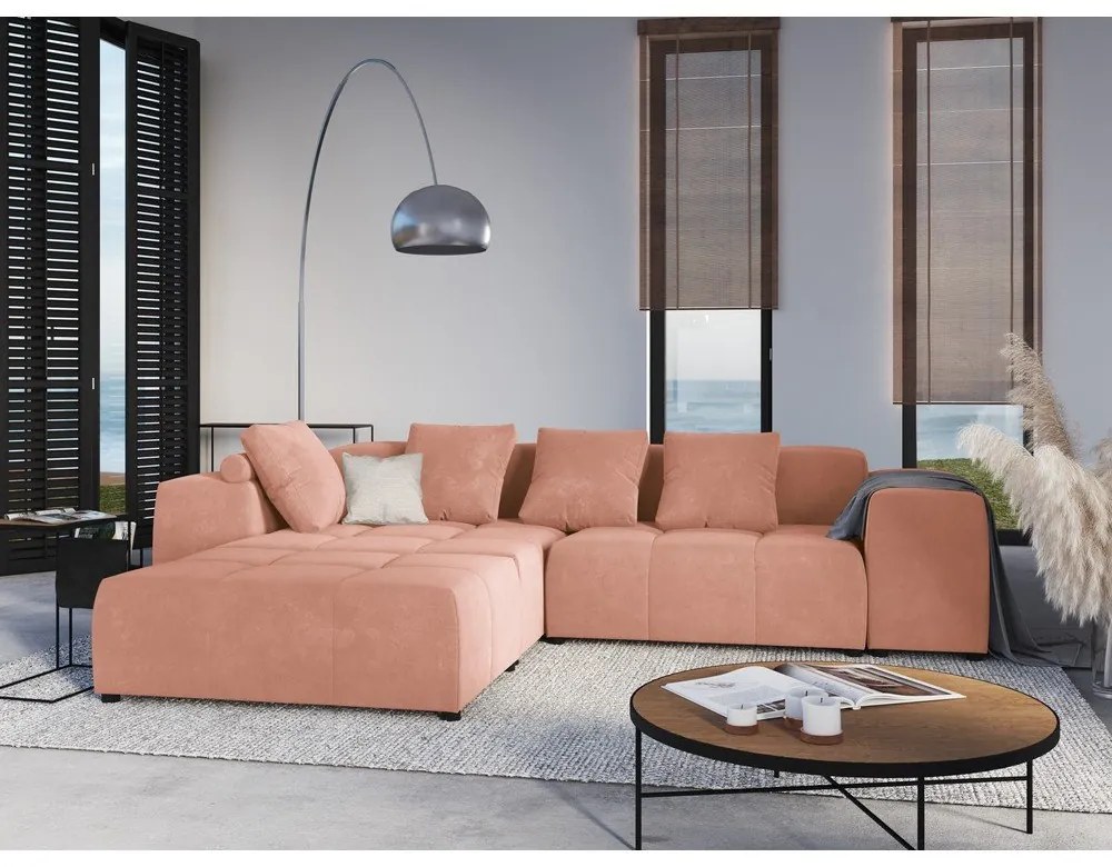 Cuscino in velluto rosa per divano componibile Rome Velvet - Cosmopolitan Design