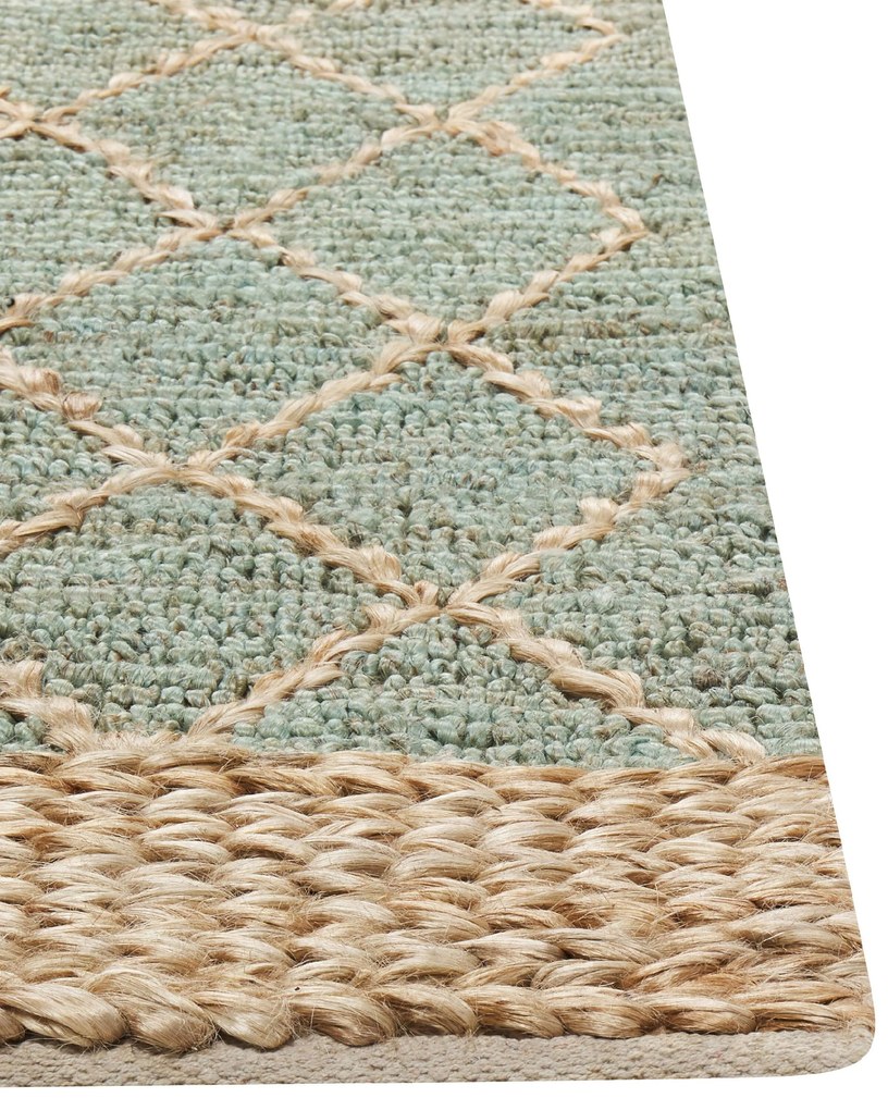 Tappeto iuta verde e beige 160 x 230 cm TELLIKAYA Beliani
