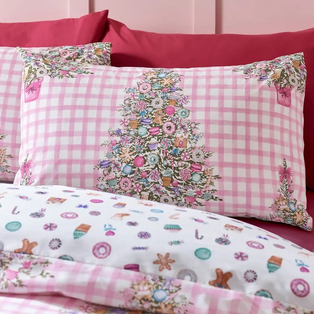 Set copripiumino e federa rosa per letto matrimoniale 200x200 cm Sweets and Treats – Catherine Lansfield