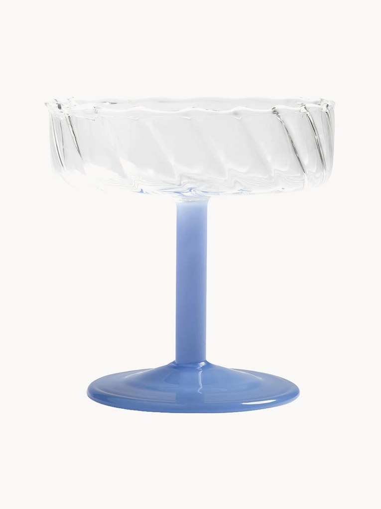 Set di 2 coppe da champagne in vetro borosilicato fatte a mano Twirl