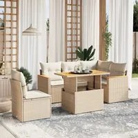 Set Divano da Giardino 6 pz con Cuscini Beige in Polyrattan 3273081