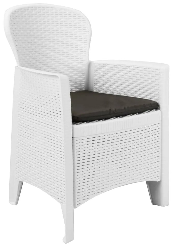 Set da bistrò 3 pz in plastica stile rattan bianco