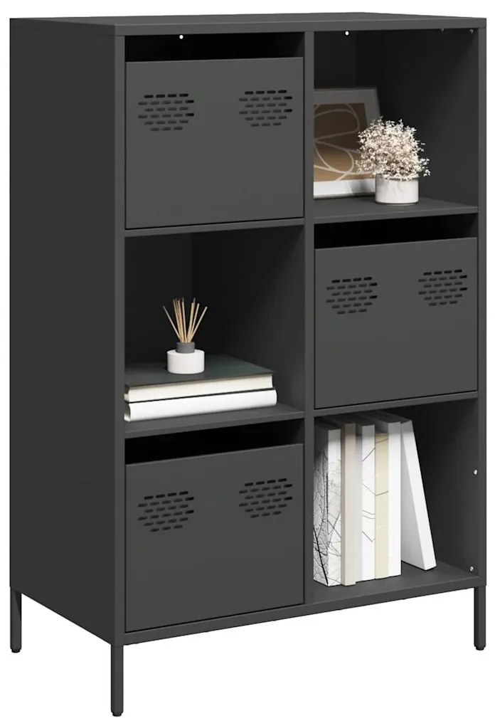 Credenza Nera 68x39x103,5 Cm İn Acciaio /