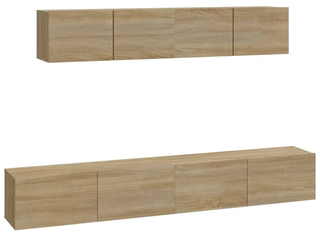 Set di mobili porta tv 4 pz rovere sonoma in legno multistrato