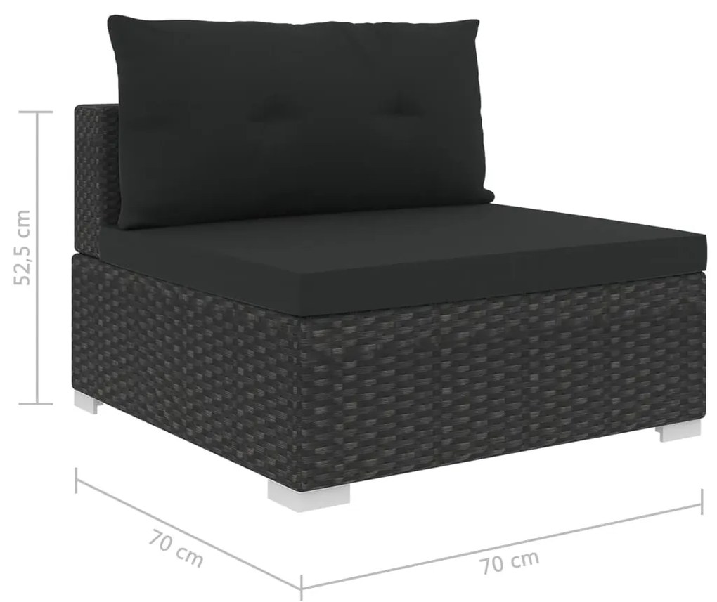 Set Divani da Giardino 10 pz con Cuscini in Polyrattan Nero