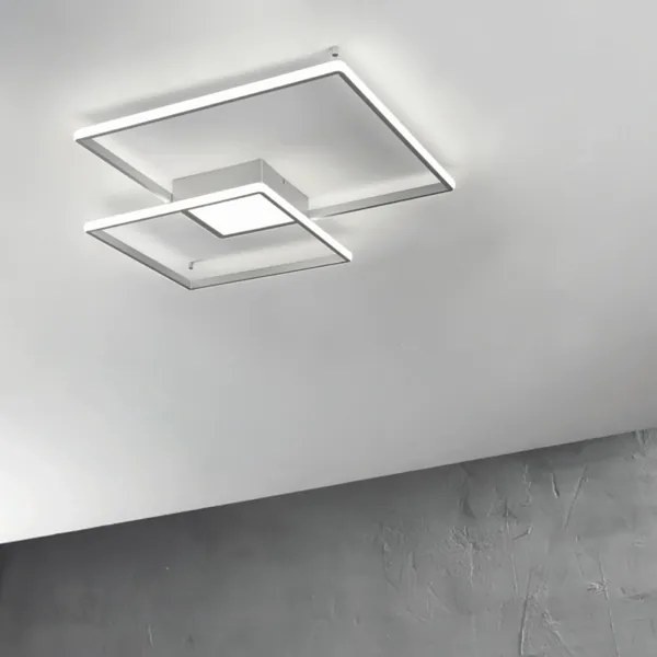 Plafoniera DOWEL 55x7 cm in metallo verniciato Silver