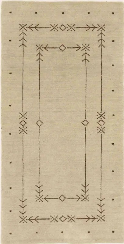 Loribaft Tappeto 140 x 70 Beige (Indian) Annodato A Mano