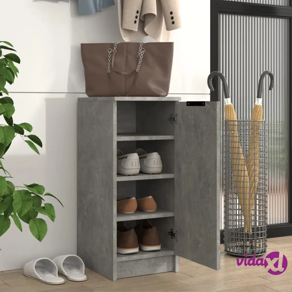 vidaXL Scarpiera Grigio Cemento 30x35x70 cm in Legno Multistrato