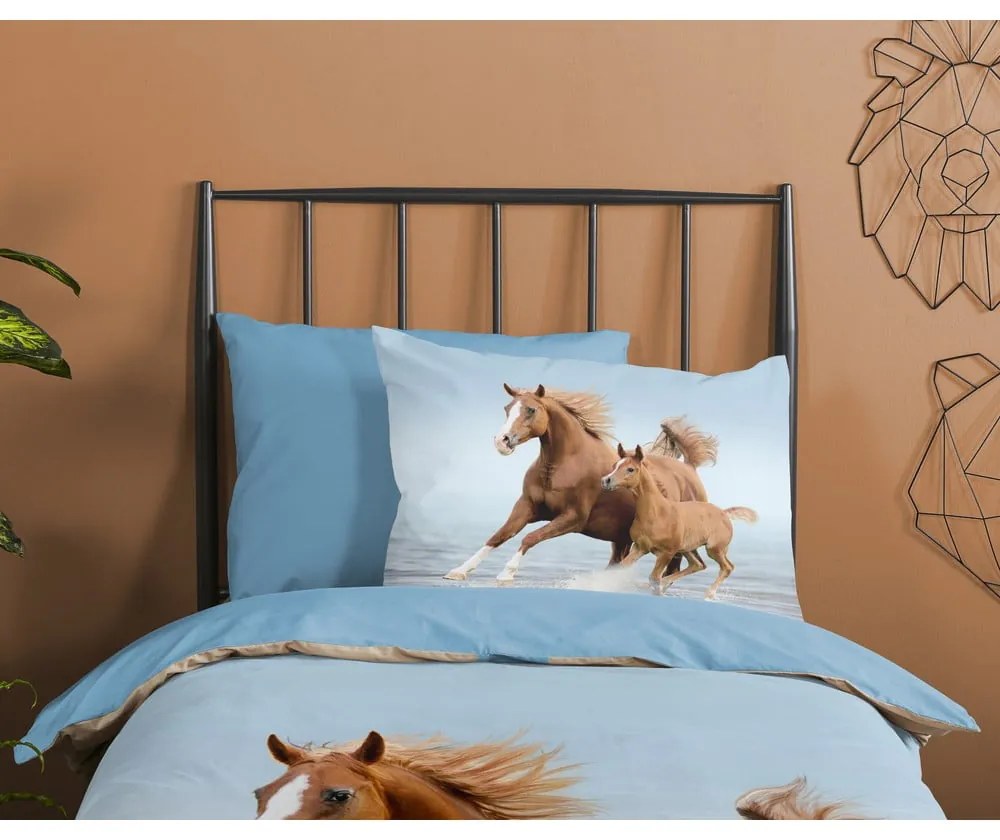 Set copripiumino e federa da bambini blu in cotone per letto singolo 140x200 cm Free – Good Morning