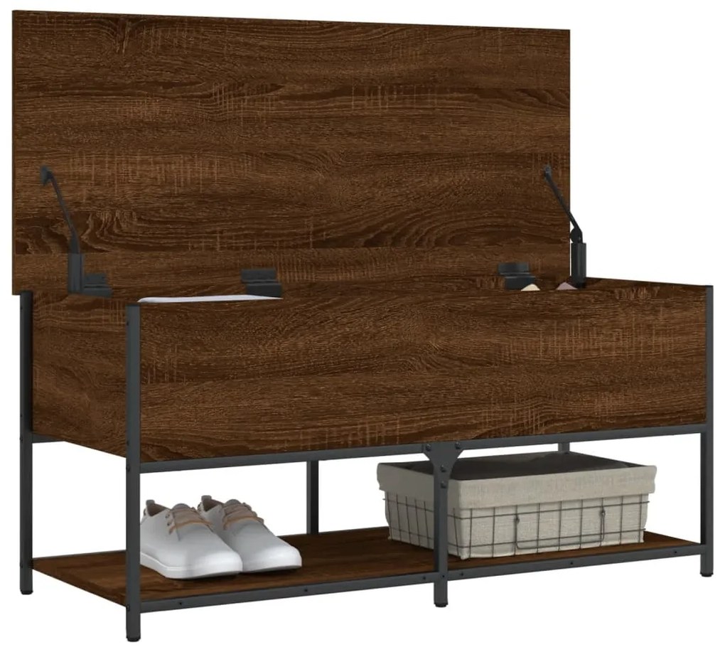Panca portaoggetti rovere marrone 100x42,5x47 legno multistrato