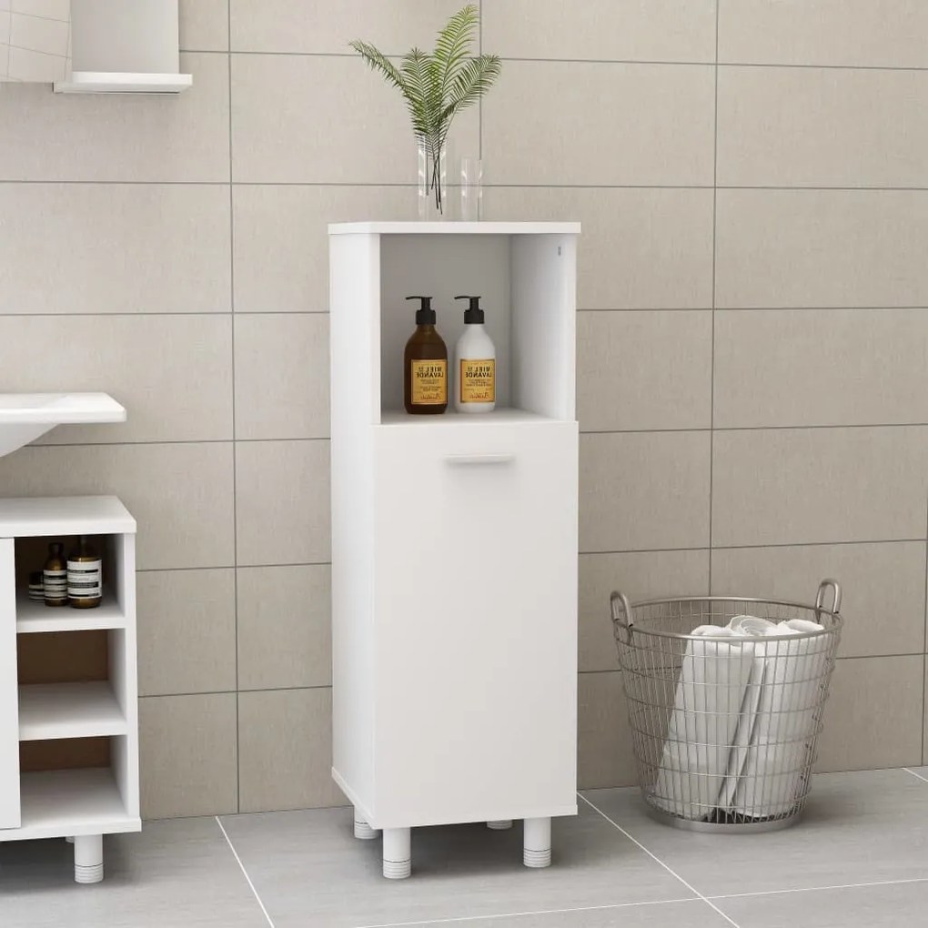 Armadio Da Bagno Bianco 30x30x95 Cm İn Legno Multistrato /