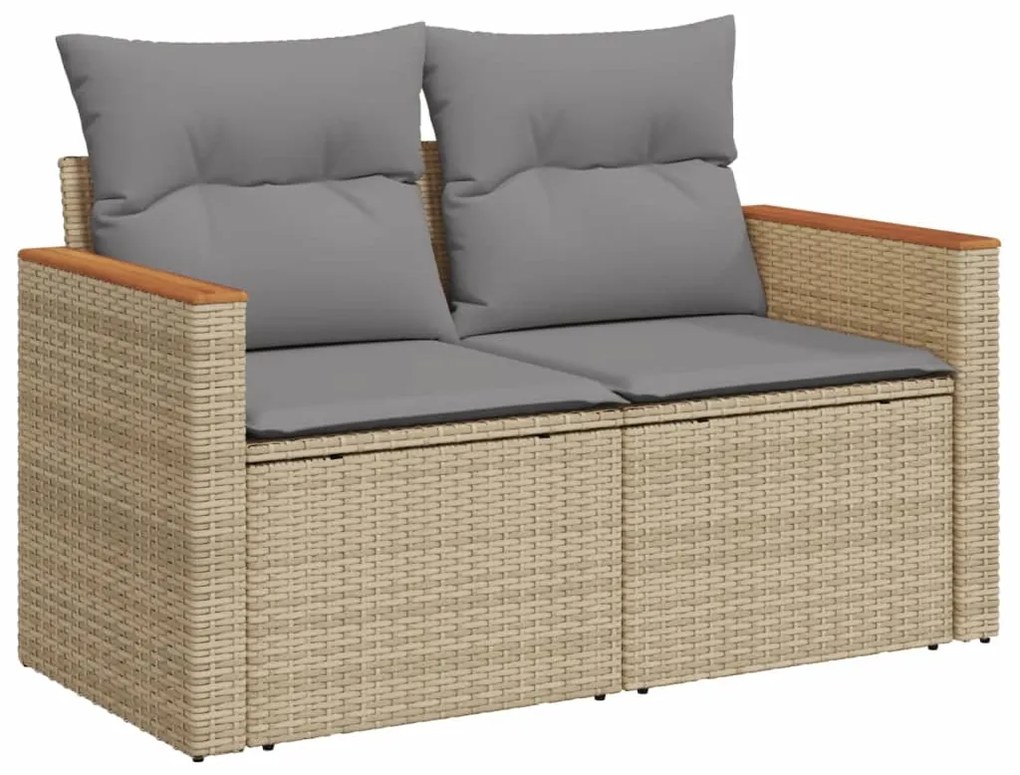 Set Divano da Giardino 10 pz con Cuscini Beige Misto Polyrattan