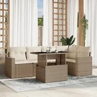 Set Divano da Giardino 6 pz con Cuscini Beige in Polyrattan 3267258