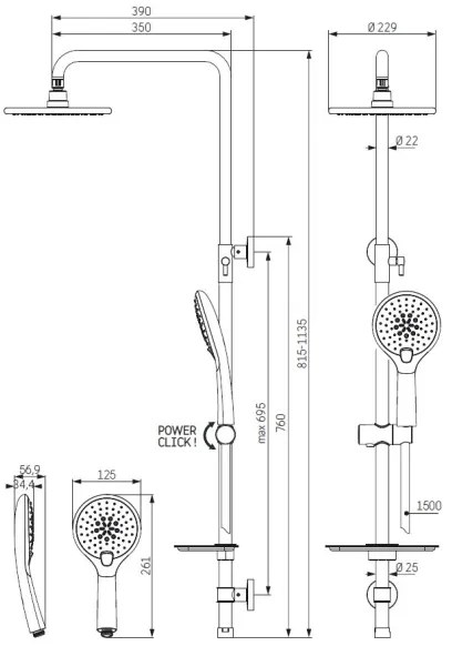BATH DELUXE 31-120-02-02-00 - Set da doccia MARTOFTE opaco nero