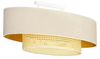 Duolla - Lampadario a plafone DOUBLE OVAL RATTAN 2xE27/15W/230V color crema/rattan