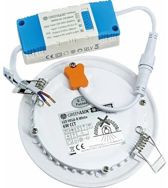 Lampada LED da incasso VEGA LED/6W/230V 2900/3900/5800K diametro 12,5 cm bianco