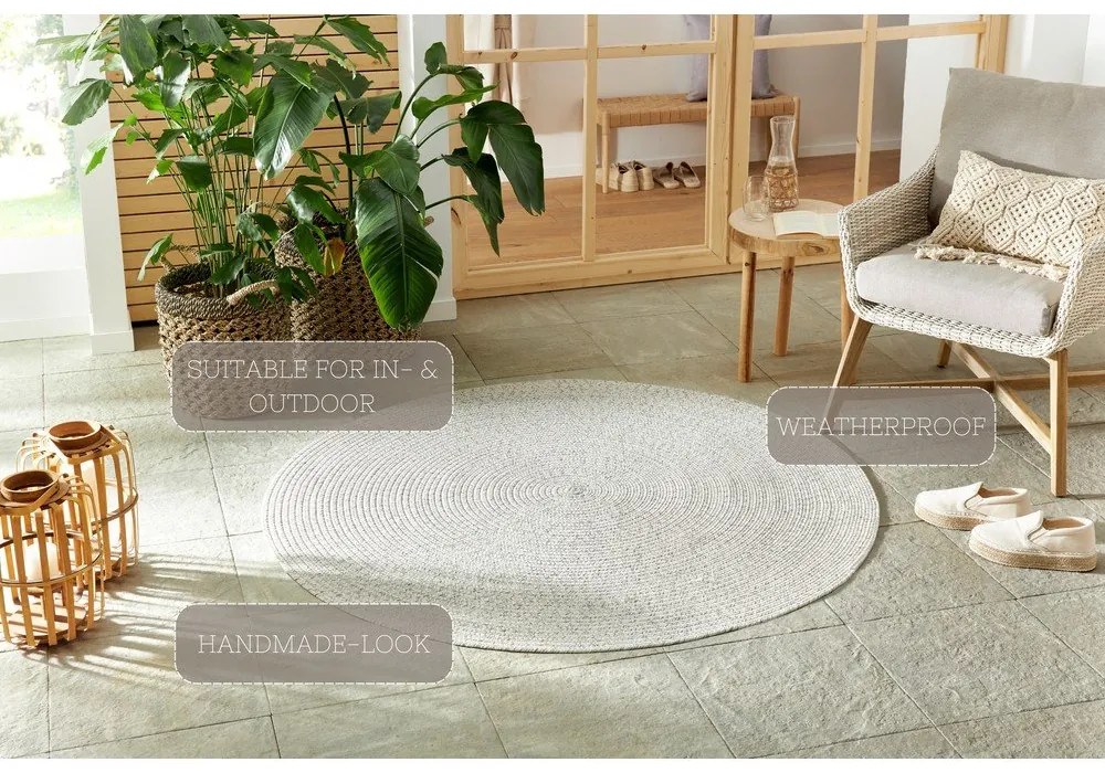 Tappeto rotondo bianco/beige per esterni ø 150 cm - NORTHRUGS