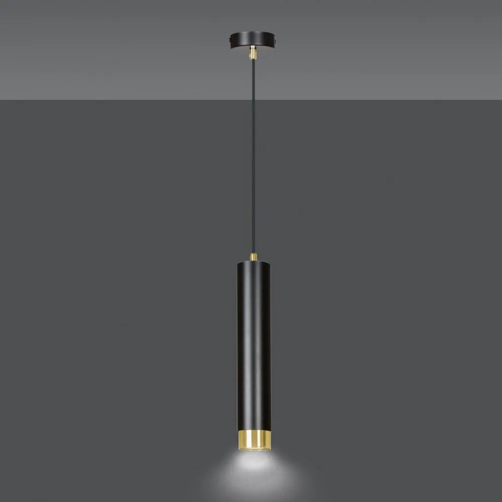 Lampada a Sospensione in Acciaio KIBO 1 GU10 Colore del corpo Nero e Oro