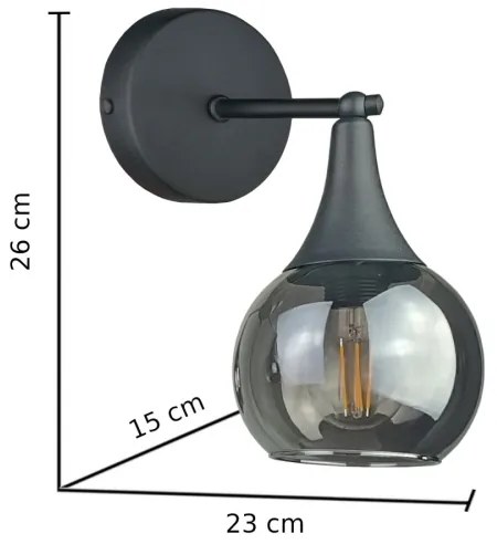 Applique STAR 1xE27/60W/230V nero/fumé nero