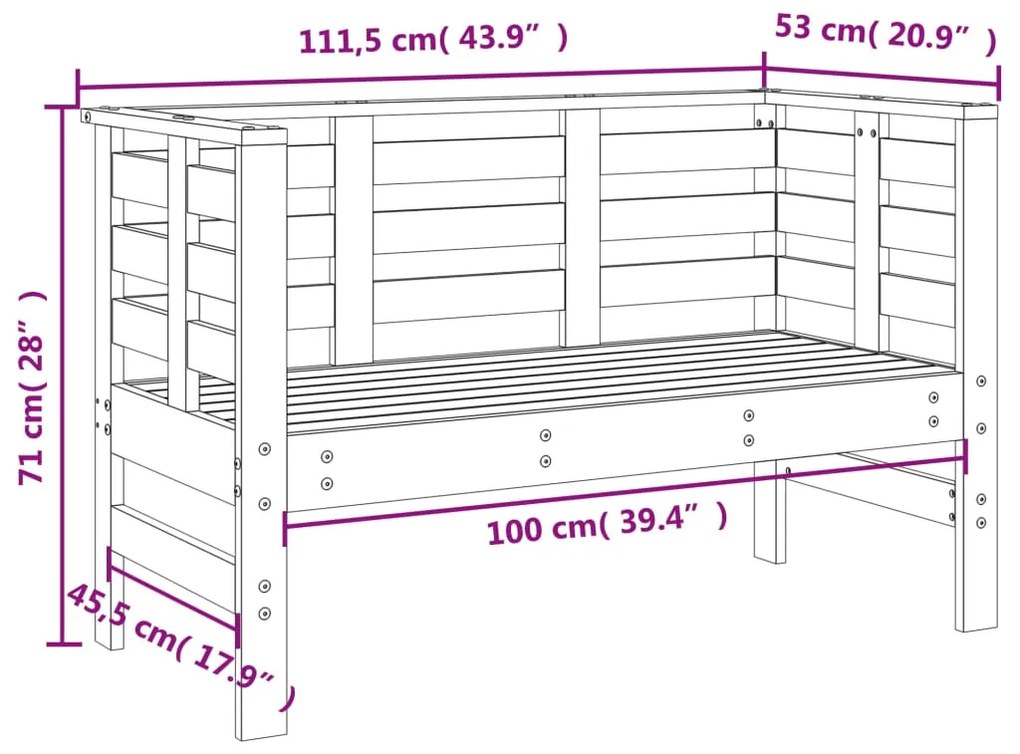 Set Salotto da Giardino 3 pz Bianco in Legno Massello di Pino